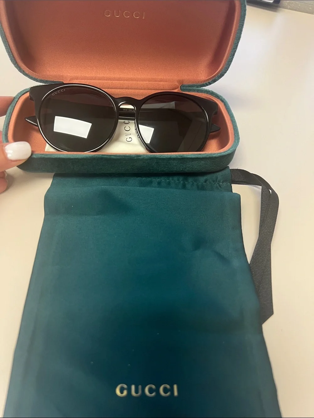 Gucci Black Round Women’s Sunglasses with Black Lenses